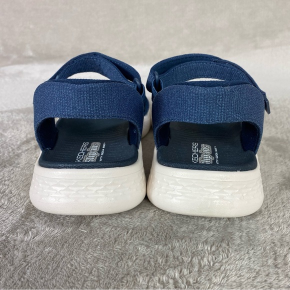 Skechers Slip-ins Sandals GOwalk Flex Womens Size 7 Navy Blue Strappy NEW - Picture 7 of 10
